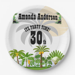 Tropical Island Palm Tree Sunset Paper Bord