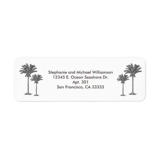 Tropical Island Palm Trees Aangepaste naam Etiket (Voorkant)