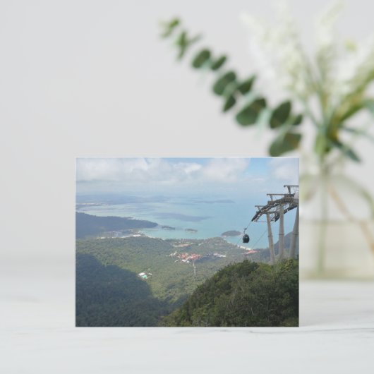 Tropical Island Panorama with Cable Car Briefkaart (Staand voorkant)