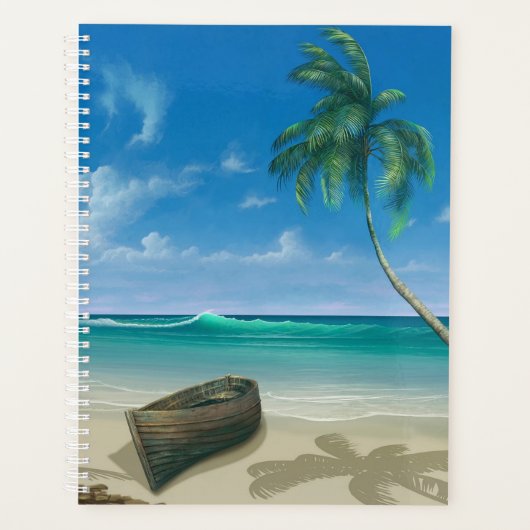 Tropical Island Paradise Sandy Beach Boat Planner (Voorkant)