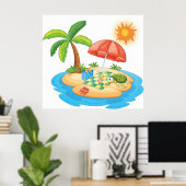 Tropical Island Picnic Poster (Bureau à domicile)
