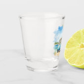 Tropical Island Retro Blue Bus Shot Glas (Links)