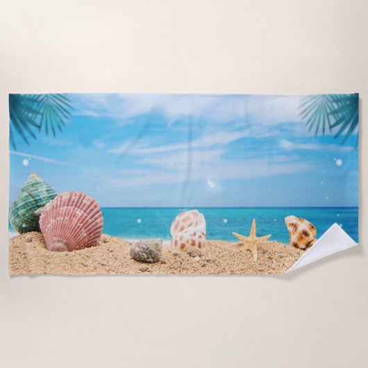 Tropical Island Seashells Turquoise Water Strandlaken (Voorkant)
