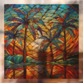 Tropical Island Sunset Glas in lood kunst Raamsticker (Vel 2)