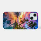 Tropical Island Sunset Landschap Telefoonhoesje iPhone 15 Hoesje (Achterkant horizontaal)