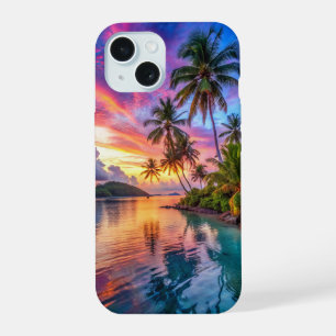 Tropical Island Sunset Landschap Telefoonhoesje iPhone 15 Hoesje