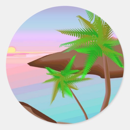 Tropical Island Sunset Sticker (Voorkant)