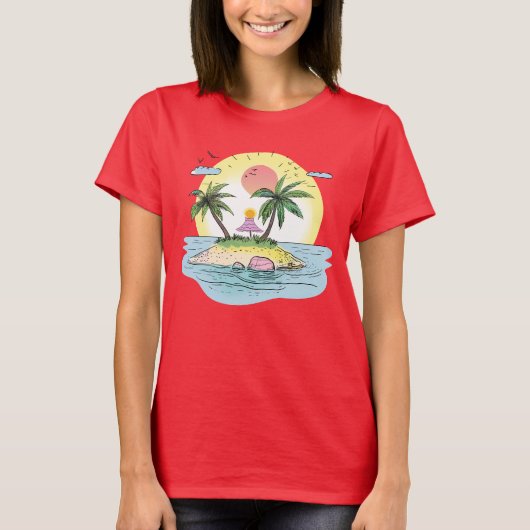 Tropical Island Sunset Streetwear T-Shirt (Devant)