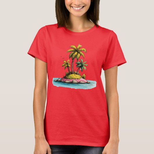 Tropical Island Vibes Palm Tree Graphic T-Shirt (Devant)