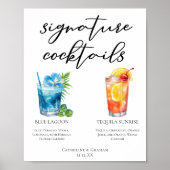 Tropical Island Wedding Signature Cocktails Menu Poster (Voorkant)