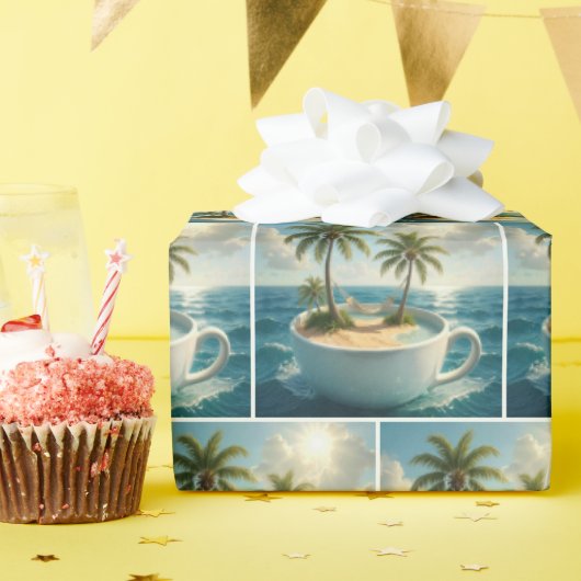 Tropical Island With Hammock in a Teacup Cadeaupapier (Verjaardagsfeest)