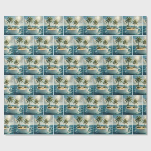 Tropical Island With Hammock in a Teacup Cadeaupapier (Vlak)