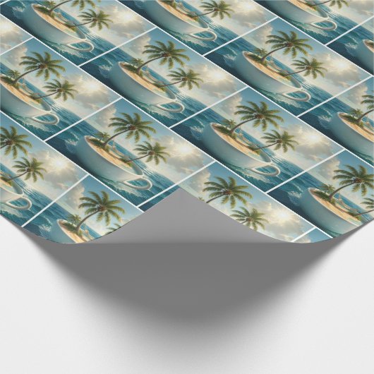 Tropical Island With Hammock in a Teacup Cadeaupapier (Hoek)