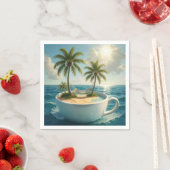 Tropical Island With Hammock in a Teacup Servet (Insitu)