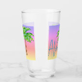 Tropical Island Zonsondergang Groene Palmboom Aloh Glas (Links)