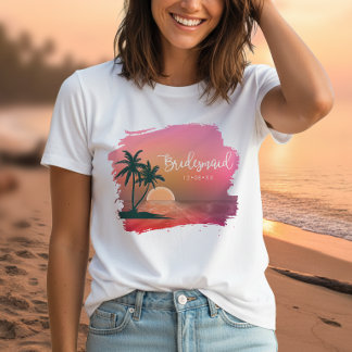 Tropical Isle Sunrise Bruidsmeisje Roze ID581 T-shirt