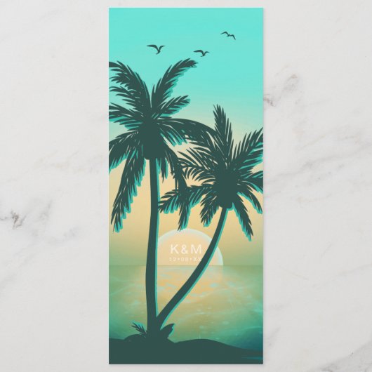 Tropical Isle Sunrise Mariage Menu Turquoise ID581 (Dos)