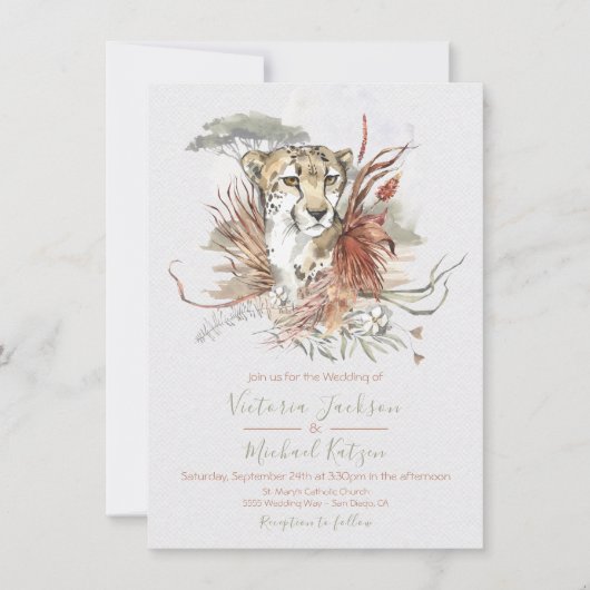Tropical Jungle Cheetah invitations de mariage (Devant)