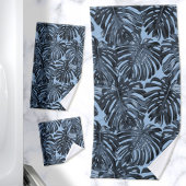 Tropical Jungle Feuilles Bleu foncé Moderne