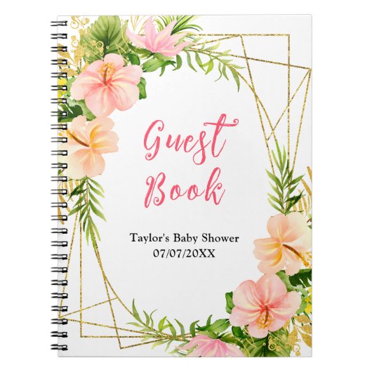 Tropical Jungle Floral Baby Shower Guest Book Notitieboek (Voorkant)