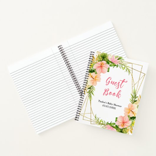 Tropical Jungle Floral Baby Shower Guest Book Notitieboek (Binnen)