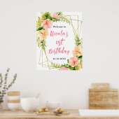 Tropical Jungle Floral Birthday Welcome Poster (Keuken)