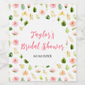 Tropical Jungle Floral Bridal Shower Wijn Etiket (Enkel label)