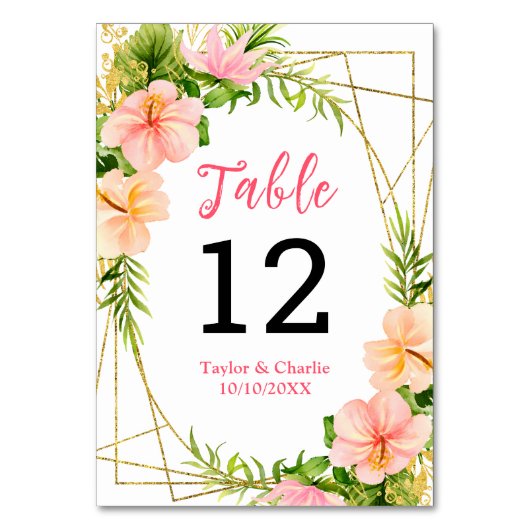 Tropical Jungle Floral Mariage Numéro de table (Par défaut)