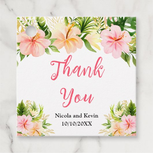 Tropical Jungle Floral Wedding Bedankjes Labels (Voorkant)