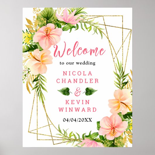 Tropical Jungle Floral Wedding Welcome Sign Poster (Voorkant)