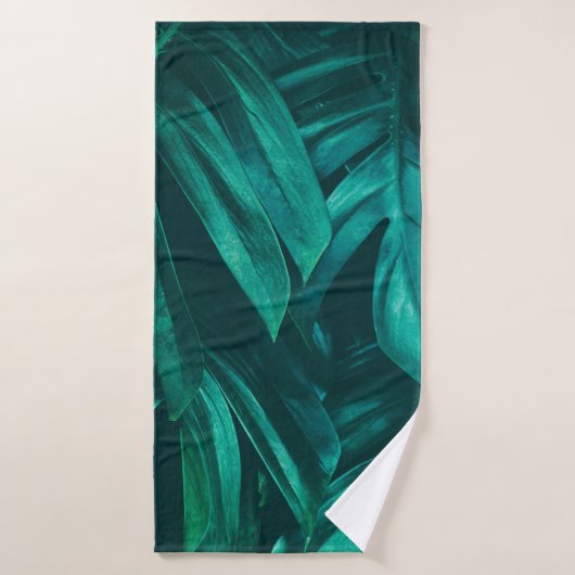 tropical jungle foliage,dark green leaf nature bac (Serviette de bain)