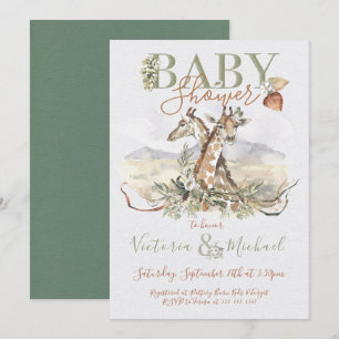 Tropical Jungle Giraffe Bébé invitations douche
