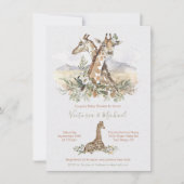 Tropical Jungle Giraffe Bébé invitations douche (Devant)
