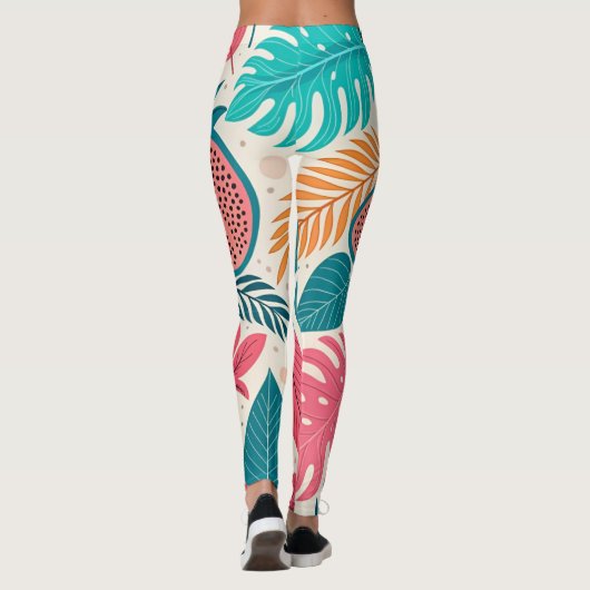 Tropical Jungle Leaf Pattern Leggings (Dos)