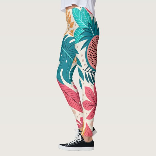 Tropical Jungle Leaf Pattern Leggings (Gauche)