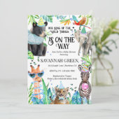 Tropical Jungle Safari Animals Boy Baby Shower Kaart (Staand voorkant)