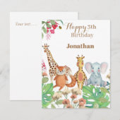 Tropical jungle sauvage un safari carte d'annivers (Devant / Derrière)