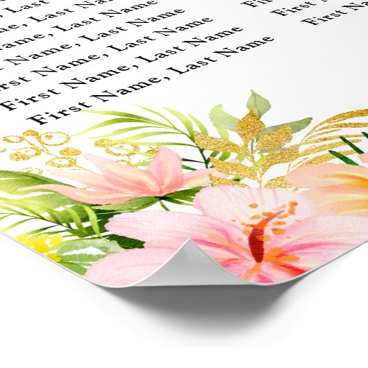 Tropical Jungle Wedding 15 Tables Seating Chart Poster (Hoek)