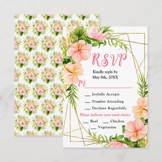 Tropical Jungle with Foliage Wedding RSVP Kaartje (Voorkant / Achterkant)