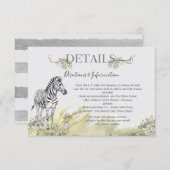 Tropical Jungle Zebra Mariage Détails carte d'info (Devant / Derrière)