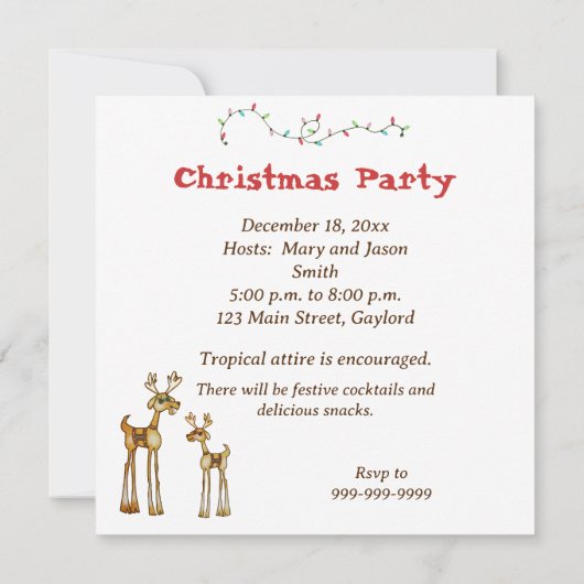 Tropical Kerstman Party uitnodiging (Achterkant)