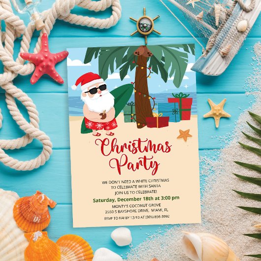Tropical Kerstman Party uitnodiging