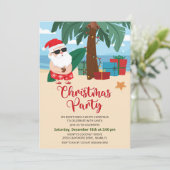 Tropical Kerstman Party uitnodiging (Staand voorkant)