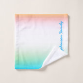 TROPICAL Koel Blauw Wit Verloop met Blauwe Tekst Bad Handdoek (Wasdoekje)