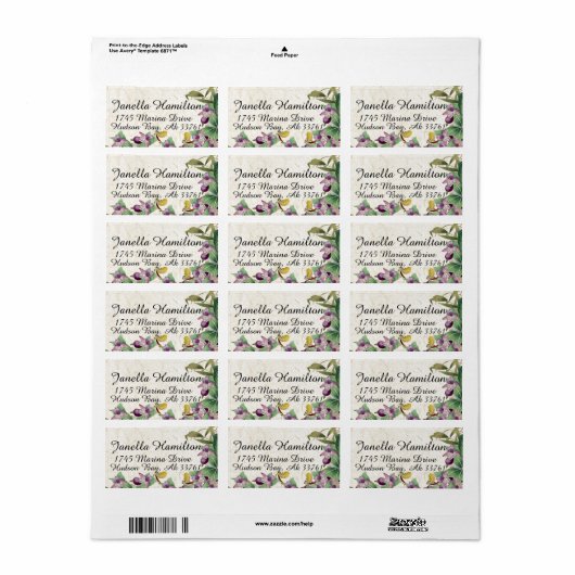 Tropical Lady Slipper Orchidee Flower Adresetikett Etiket (Full Sheet)