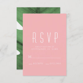 Tropical Leaf Art Deco geïnspireerde RSVP-kaart RSVP Kaartje