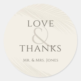 Tropical Leaf Beach bruiloft dank u Ronde Sticker