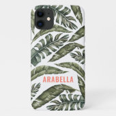 Tropical leaf gepersonaliseerde naam en initiaal Case-Mate iPhone case (Achterkant)
