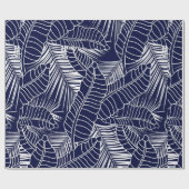 tropical leaf pattern on the navy blue background cadeaupapier (Vlak)