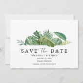 Tropical Leaf Photo Beach Wedding Save the Date (Devant)